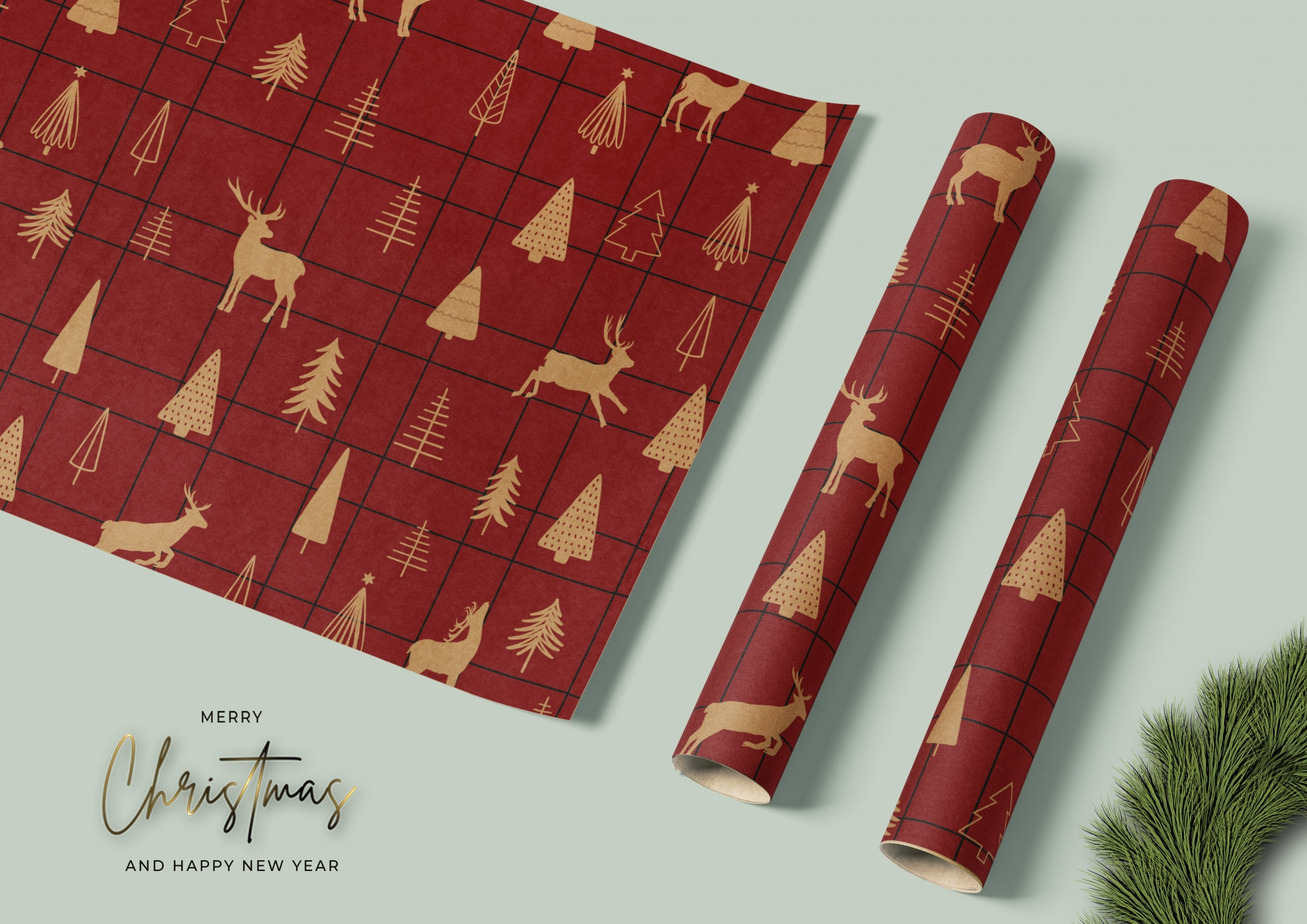 Christmas Kraft wrapping paper
